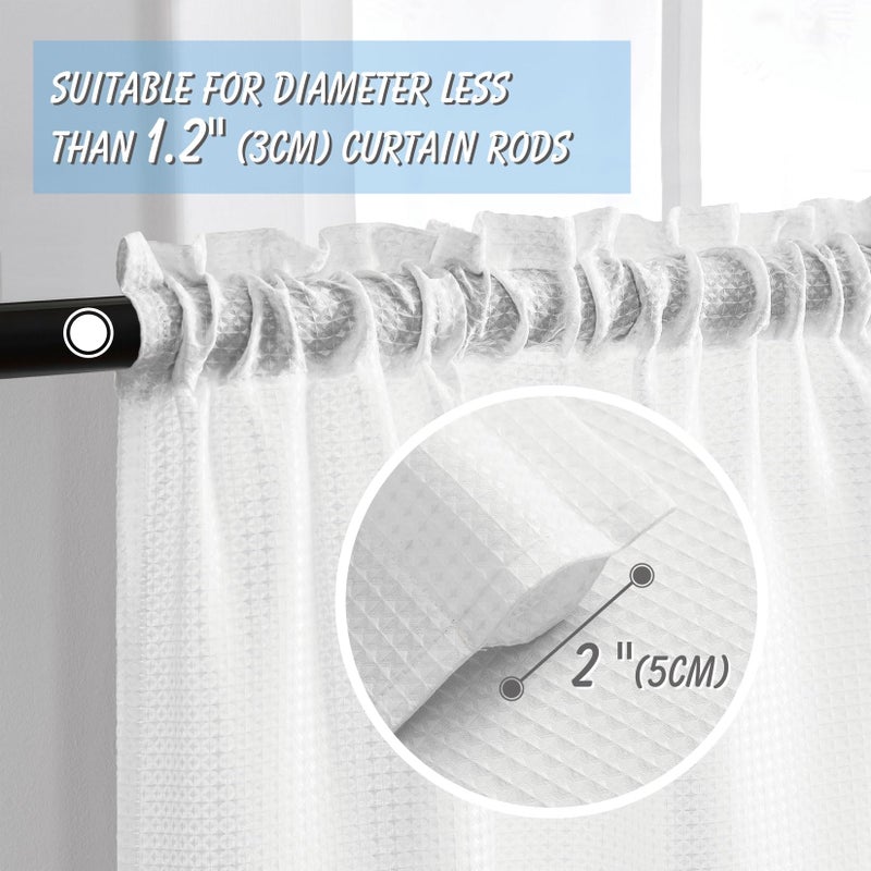 Home Queen Waffle Curtain Valance Window Treatment for Kitchen Bathroom Window, Straight Window Valance, Set of 1, 60 X 16 Inch, Solid White - Image 2